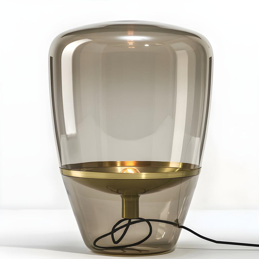 Elegant Grey Glass Shade Metal Tripod Base Table Lamp