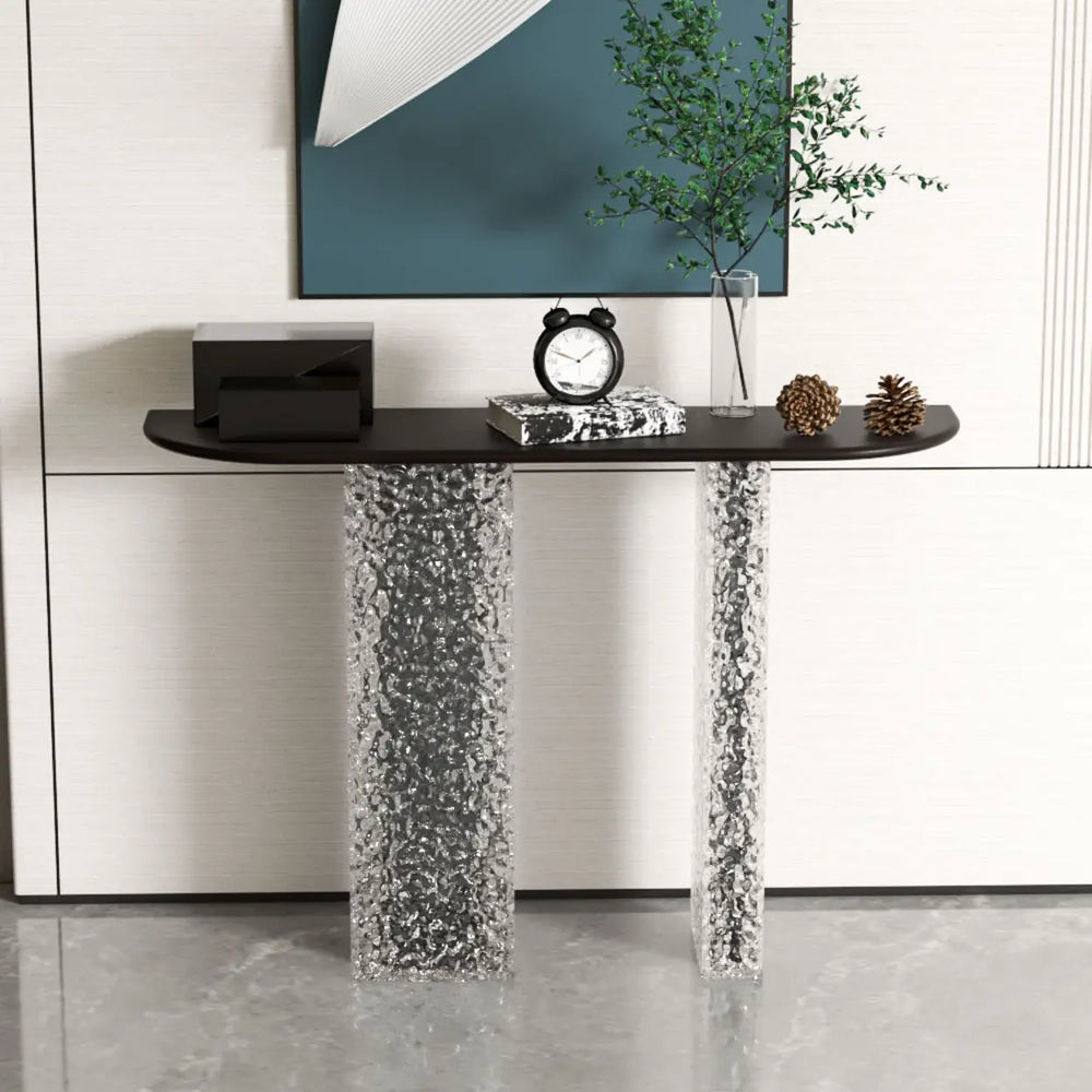 Elegant Half Moon Clear Acrylic Pedestal Console Table