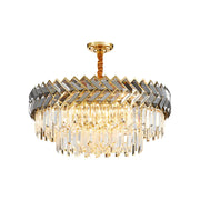 Elegant Modern Clear Crystal Prism Round Ceiling Chandelier