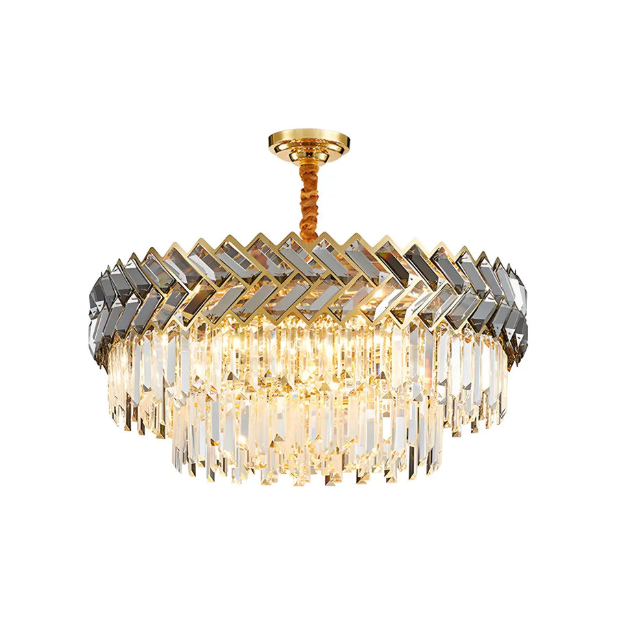 Elegant Modern Clear Crystal Prism Round Ceiling Chandelier