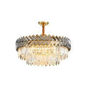 Elegant Modern Clear Crystal Prism Round Ceiling Chandelier