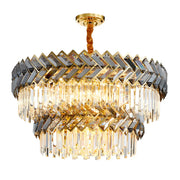 Elegant Modern Clear Crystal Prism Round Ceiling Chandelier