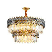 Elegant Modern Clear Crystal Prism Round Ceiling Chandelier