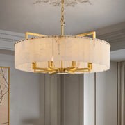 Elegant Modern Round White Stone Chandelier Living Room