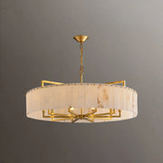 Elegant Modern Round White Stone Chandelier Living Room