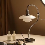 Elegant Multi-Layered Silver Curved Chrome Table Lamp