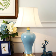 Elegant Pink Silk Shade Ceramic Bedroom Table Lamp