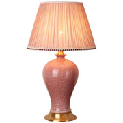 Elegant Pink Silk Shade Ceramic Bedroom Table Lamp