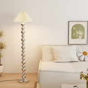 Elegant Pleated Cone Shade Stacked Ball Floor Lamp