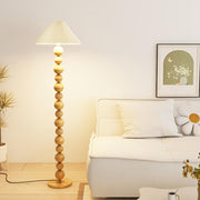 Elegant Pleated Cone Shade Stacked Ball Floor Lamp