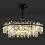 Elegant Round 2-Tiers Crystal Living Room Black Chandelier