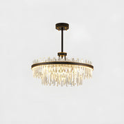 Elegant Round 2-Tiers Crystal Living Room Black Chandelier