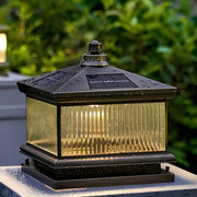 Elegant Square Metal Solar Lantern Outdoor Pillar Light