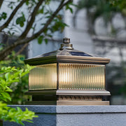Elegant Square Metal Solar Lantern Outdoor Pillar Light