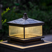 Elegant Square Metal Solar Lantern Outdoor Pillar Light