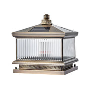 Elegant Square Metal Solar Lantern Outdoor Pillar Light