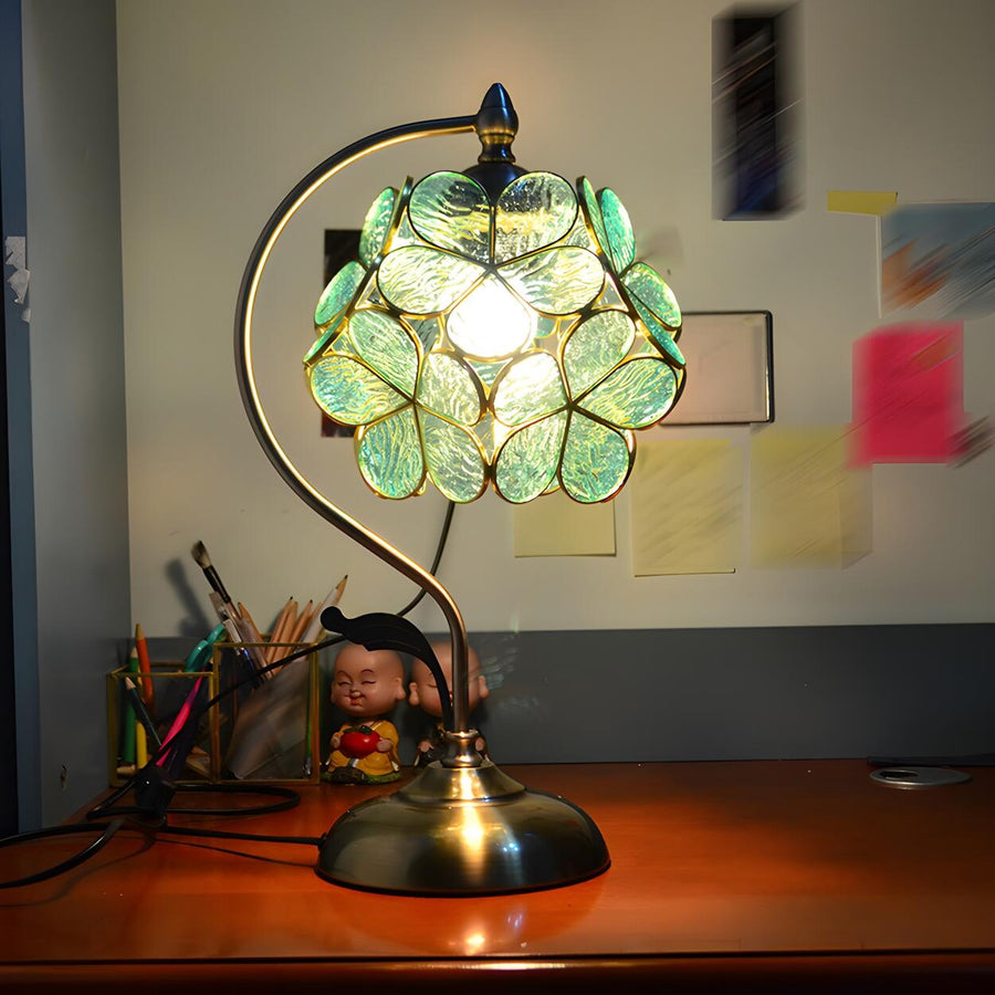 Elegant Tiffany Cherry Blossoms Ball Glass Table Lamp