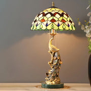 Elegant Tiffany Phoenix Dome Stained Glass Table Lamp