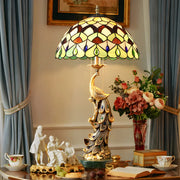 Elegant Tiffany Phoenix Dome Stained Glass Table Lamp