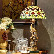 Elegant Tiffany Phoenix Dome Stained Glass Table Lamp