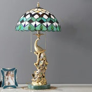 Elegant Tiffany Phoenix Dome Stained Glass Table Lamp