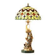 Elegant Tiffany Phoenix Dome Stained Glass Table Lamp