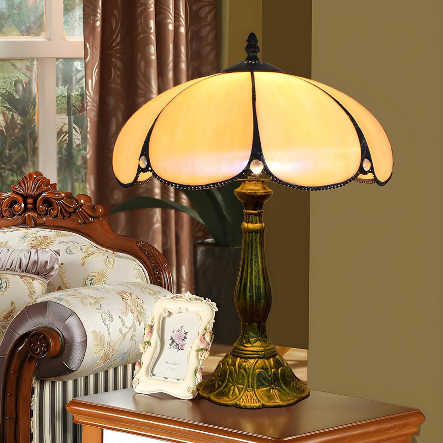 Elegant Tiffany Yellow Flower Metal Base Table Lamp