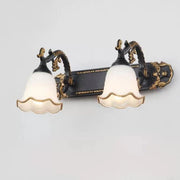 Elegant White Glass Floral Metal LED Vanity Light
