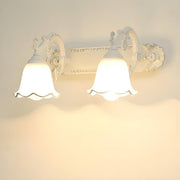 Elegant White Glass Floral Metal LED Vanity Light