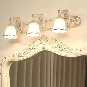 Elegant White Glass Floral Metal LED Vanity Light