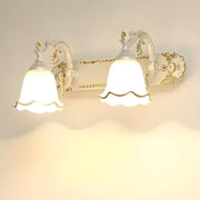 Elegant White Glass Floral Metal LED Vanity Light