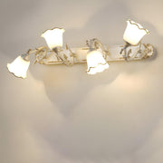 Elegant White Glass Floral Metal LED Vanity Light