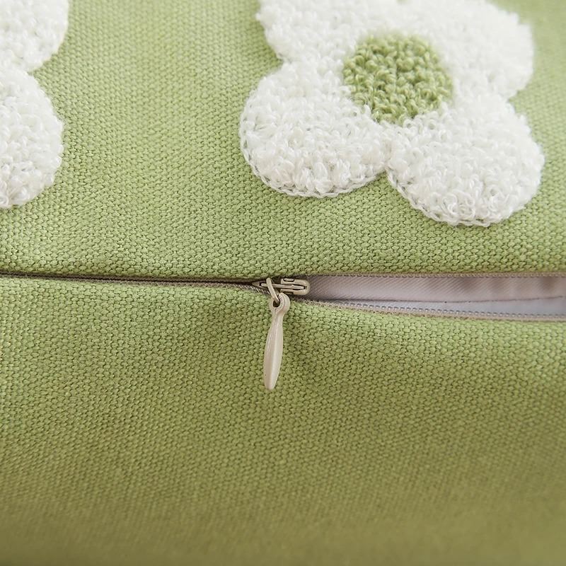 Embroidered Daisies Cushion Cover