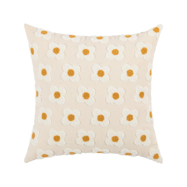 Embroidered Daisies Cushion Cover