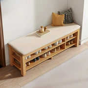 Entryway Adjustable Shelves Wood Brown Shoe Storage Bench
