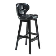 Espresso Wood Leather Upholstered Backrest Bar Stool