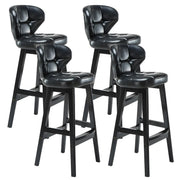 Espresso Wood Leather Upholstered Backrest Bar Stool