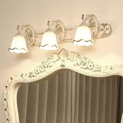 European Style Three-Light Floral White Vanity Light