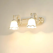 European Style Three-Light Floral White Vanity Light