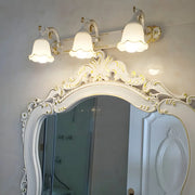 European Style Three-Light Floral White Vanity Light