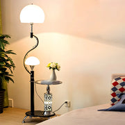 Exquisite Dome and  Curved Metal Floor Lamp with Shelf