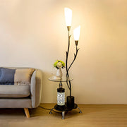 Exquisite Dome and  Curved Metal Floor Lamp with Shelf