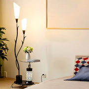 Exquisite Dome and  Curved Metal Floor Lamp with Shelf