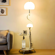 Exquisite Dome and  Curved Metal Floor Lamp with Shelf