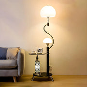 Exquisite Dome and  Curved Metal Floor Lamp with Shelf