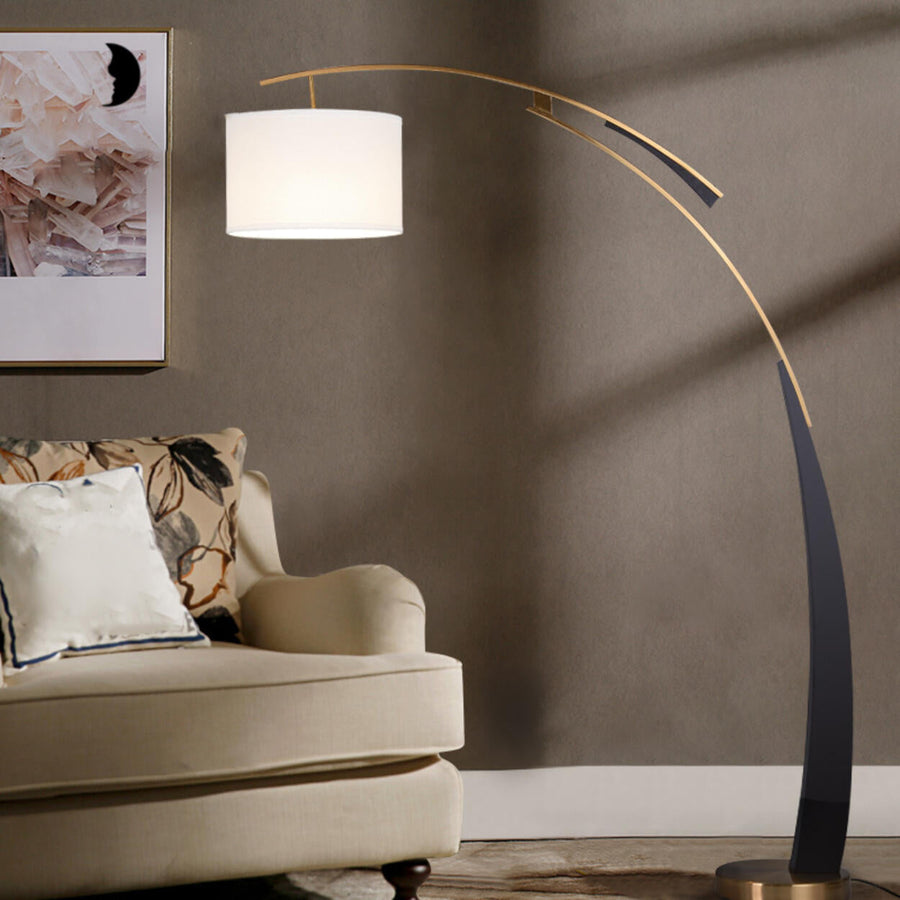 Exquisite Drum and Dual-Tone Base Arched Floor Lamp