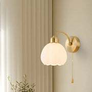 Exquisite Floral Glass Wall Light with Pull Chain