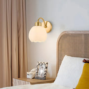 Exquisite Floral Glass Wall Light with Pull Chain