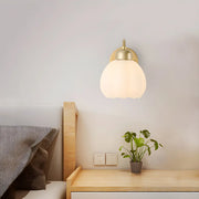 Exquisite Floral Glass Wall Light with Pull Chain