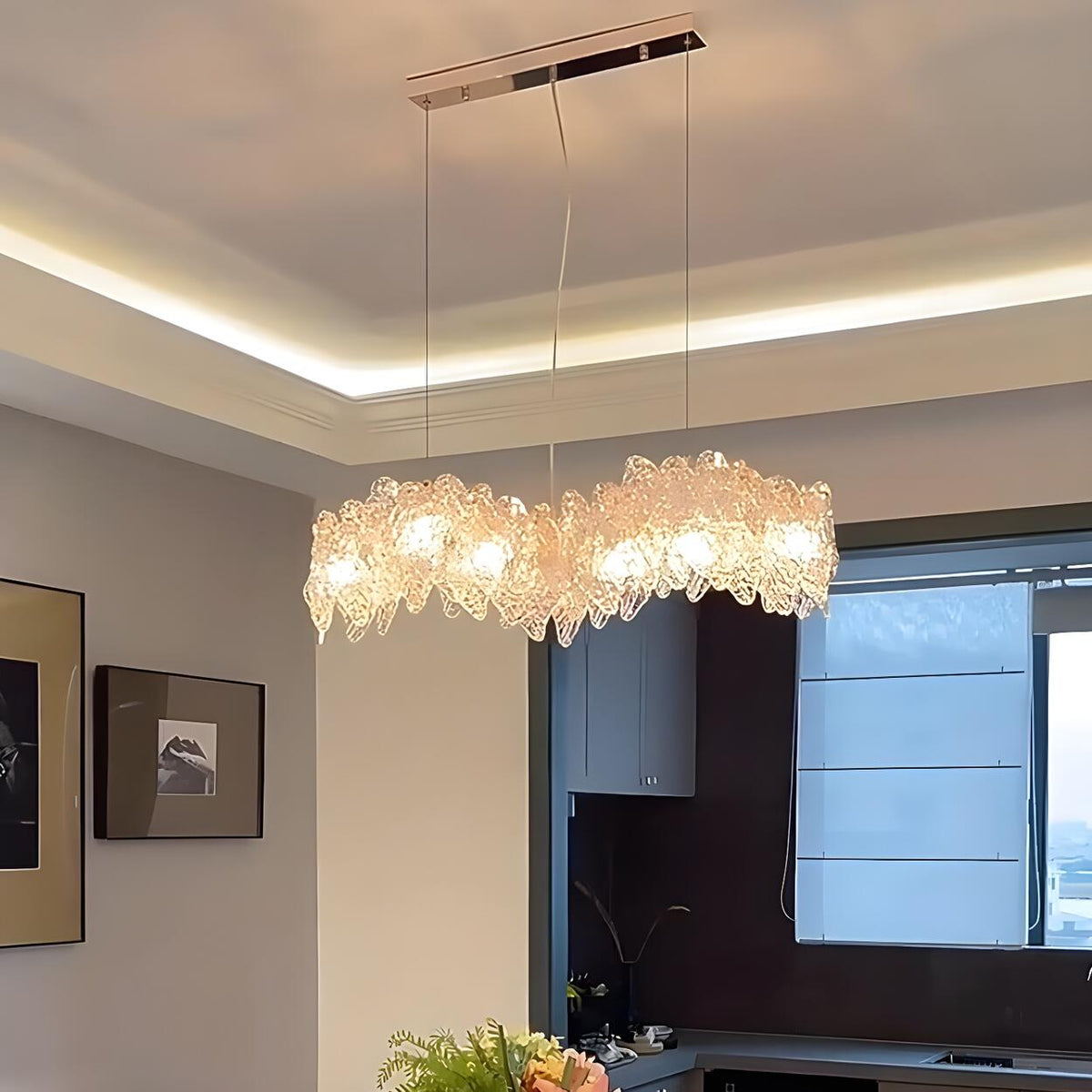 Exquisite Textured Glass Wing Island Pendant Light